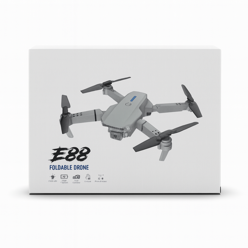 Dron E88 Plegable con Cámara Dual HD y Luces LED